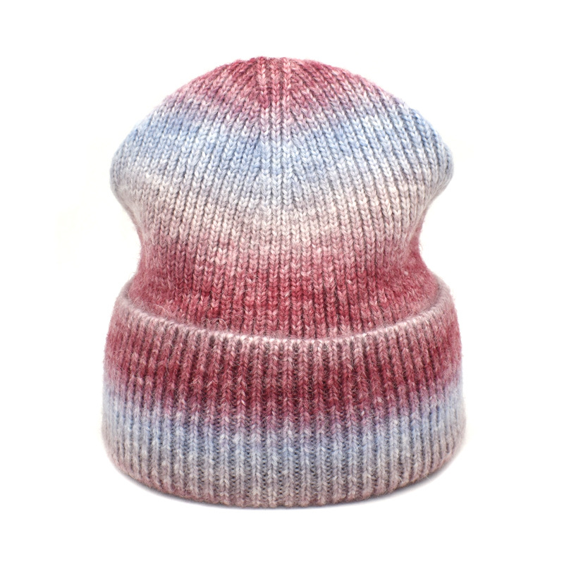 Hot sale soft winter warm tie-dye solid color knitted beanie hats from China supplier